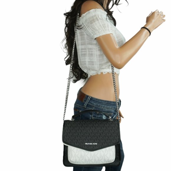 Michael Kors Regina Medium Flap Should Crossbody Bag MK Black Multi - Picture 5 of 12
